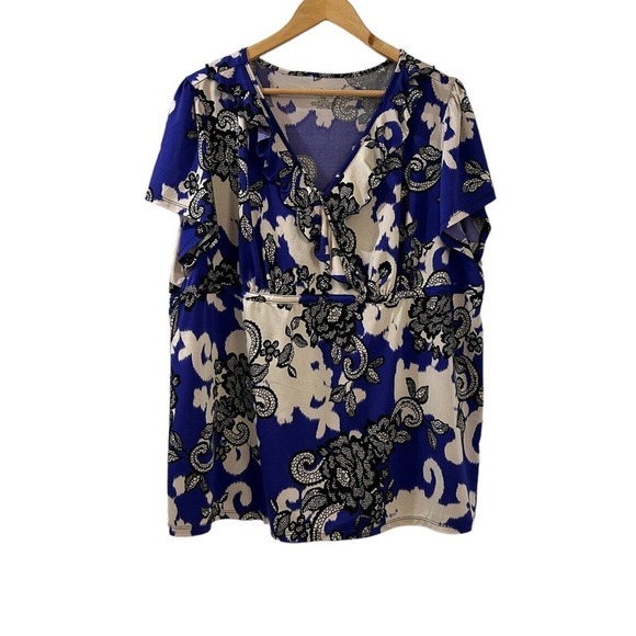 Lane Bryant Plus Blue Sleeveless V-Neck Basic Tunic Top Blouse 22/24 Plus - Picture 1 of 6